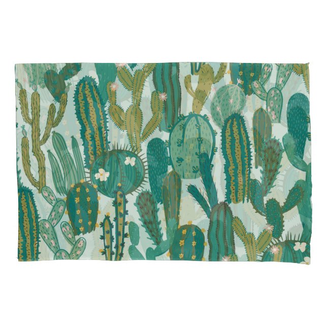 Cactus Green Repeated Vintage Texture Pillow Case (Front)
