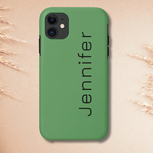 Cactus Green Solid Color Minimalist Name iPhone 11 Case