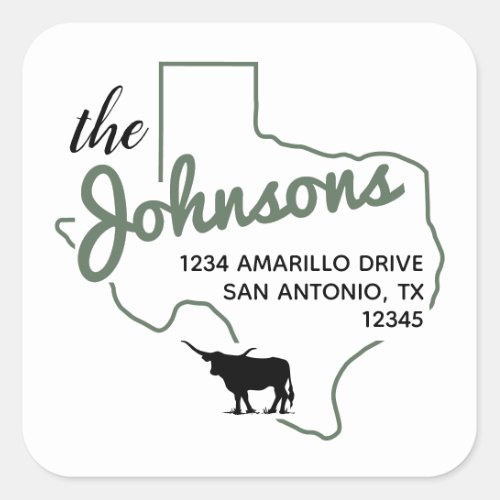 Cactus Green Texas Longhorn Family Address Label