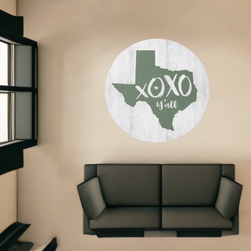 Cactus Green XOXO Yall _ Texas State Shape Rug
