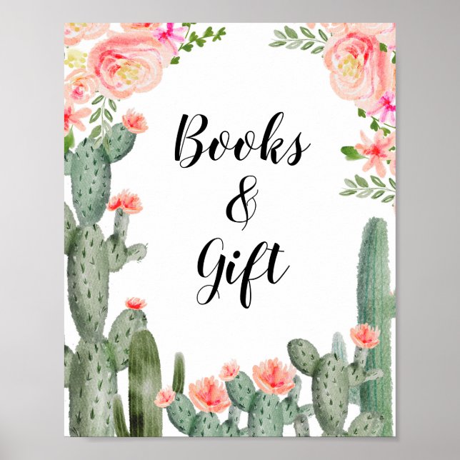 Cactus Greenery Baby Books and Gifts Sign (Front)