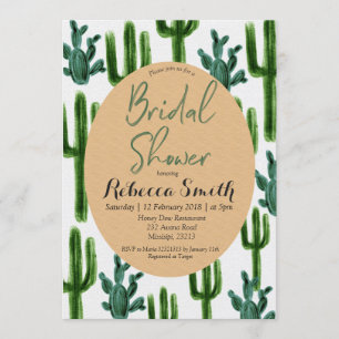 Cactus Greenery Bridal Shower Invitation Green
