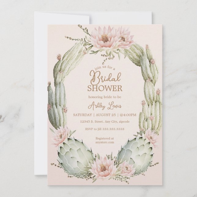 Cactus Greenery Garden Bridal Shower Invite (Front)