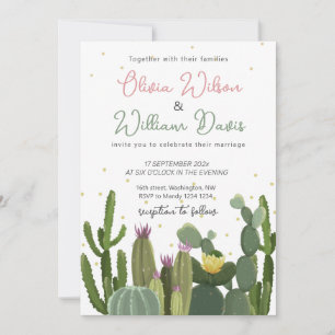 Cactus Greenery Wedding  Invitation