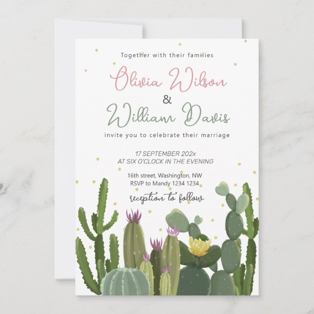 Cactus Greenery Wedding  Invitation (Front)