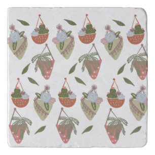 Cactus Hanging Baskets Botanical Floral Trivet