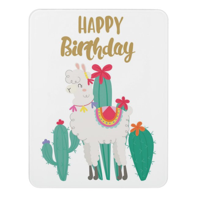 Cactus Happy Birthday Door Sign (Contemporary Vert)