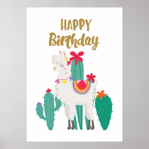 Cactus Happy Birthday Poster
