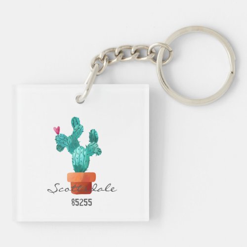 Cactus Heart Address Zip Code New Home Fun Keychain