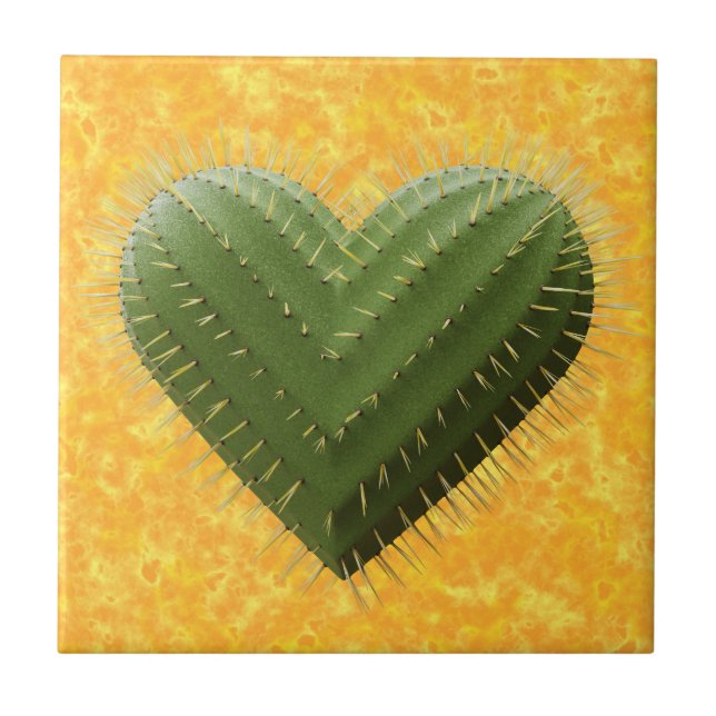 Cactus Heart Ceramic Tile (Front)