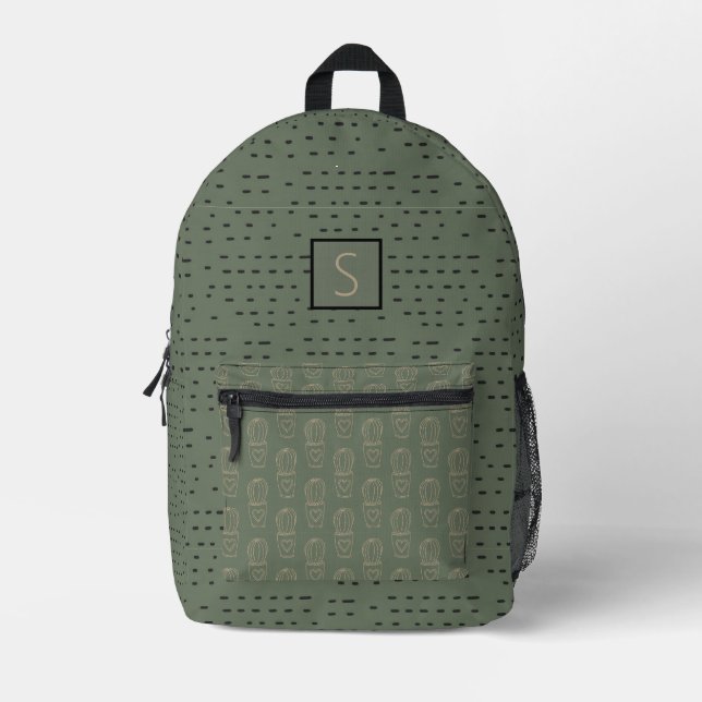 Cactus Heart Personalized  Printed Backpack (Front)