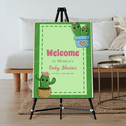 Cactus Hello Baby Shower Green Pink Grass Foam Board