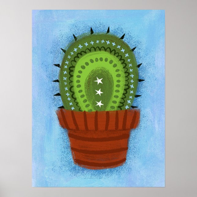 Cactus Houseplant Poster Wall Art (Front)