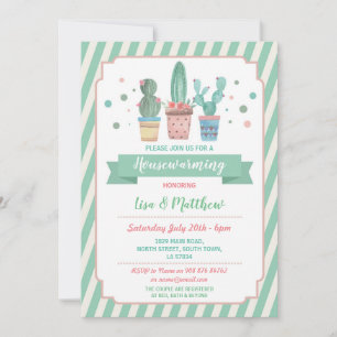 Cactus Housewarming Mint Green Cacti Couples Invitation