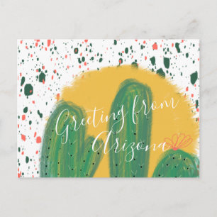 Cactus Illustration with Sunset Postcard