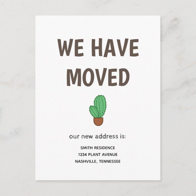 Cactus in a Pot We have Moved Announcement Postcard (Front)
