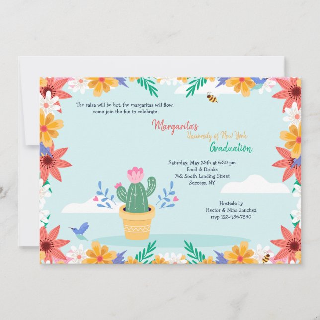 Cactus in Bloom Graduation Invitation (Front)