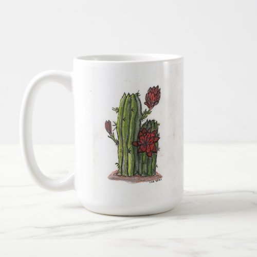 Cactus in Bloom With Red Flowers 1 Coffee Mug