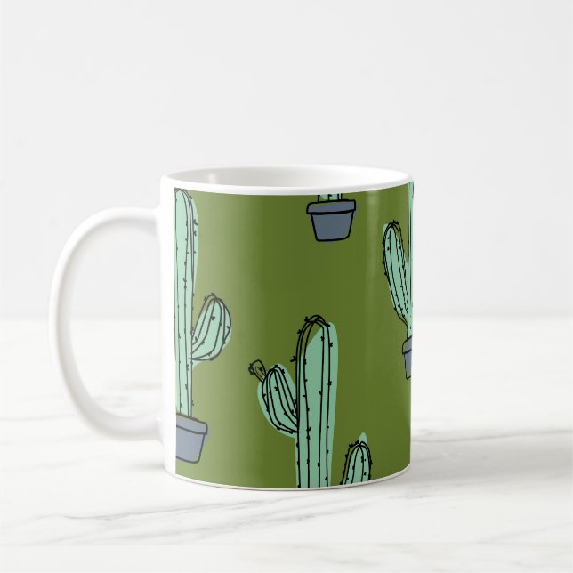 Cactus in Pot Illustration Coffee Mug (Left)