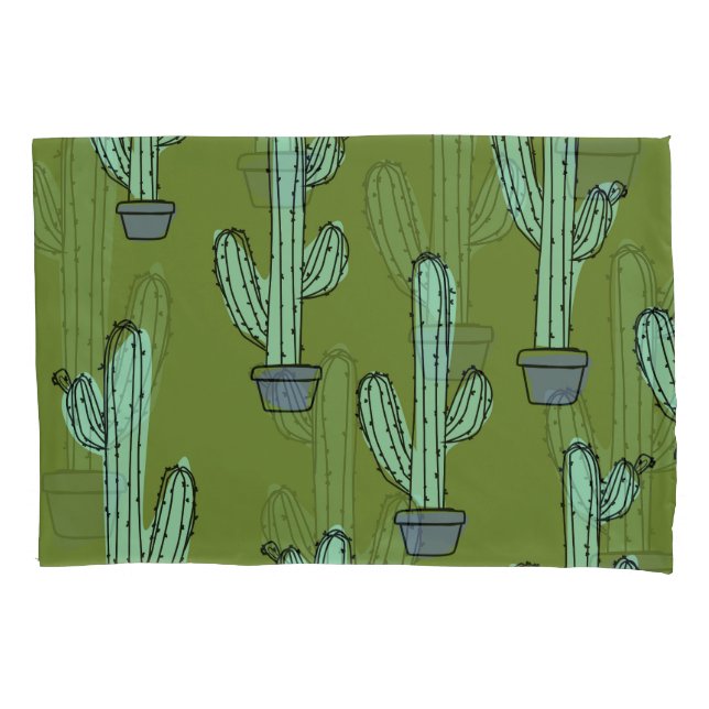 Cactus in Pot Illustration Pillow Case (Front)