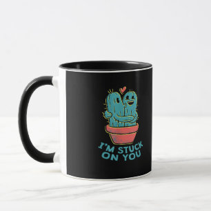Cactus Joke Im Stuck On You Retro Succulent Couple Mug