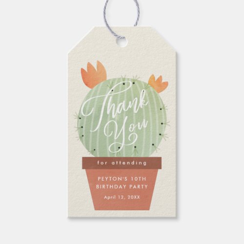 Cactus Kids Birthday Party Thank You Favor Gift Tags