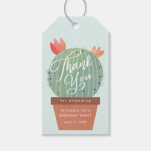 Cactus Kids Birthday Party Thank You Favor Gift Tags