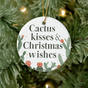 Cactus Kisses & Christmas Wishes – A Double-Sided Ceramic Ornament