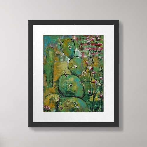 Cactus Landscape grunge acrylic paint art print