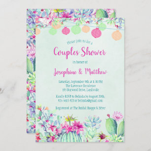 Cactus Lantern Fiesta Couples Shower Invitations