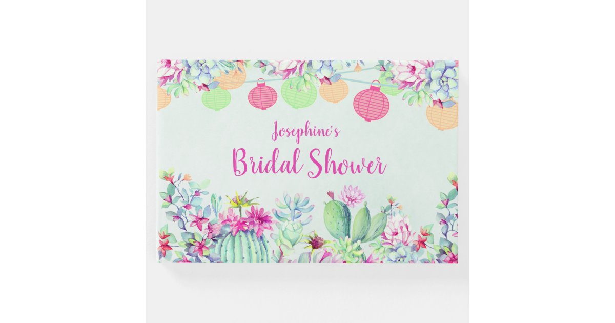 Cactus Lantern Fiesta Succulents Bridal Shower Guest Book Zazzle Com