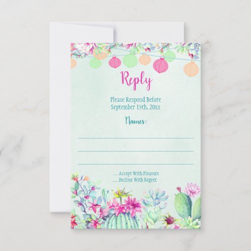 Cactus Lantern Fiesta Wedding Reply Cards