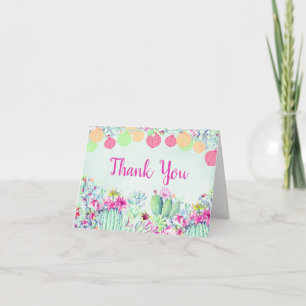 Cactus Lantern FiestaSucculents Watercolor Wedding Letterpress Thank You Card