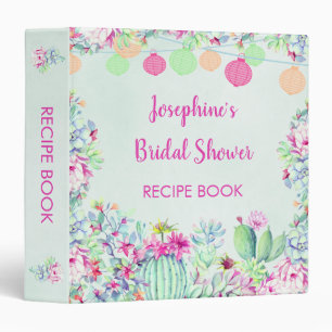 Cactus Lanterns Succulents Bridal Shower Recipe 3 Ring Binder