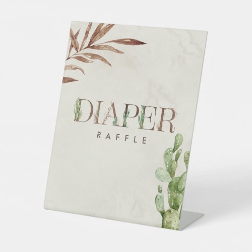 Cactus Leather Baby Shower Diaper Raffle Pedestal Sign