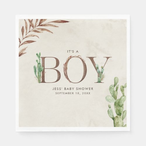 Cactus Leather Boy Baby Shower Napkins