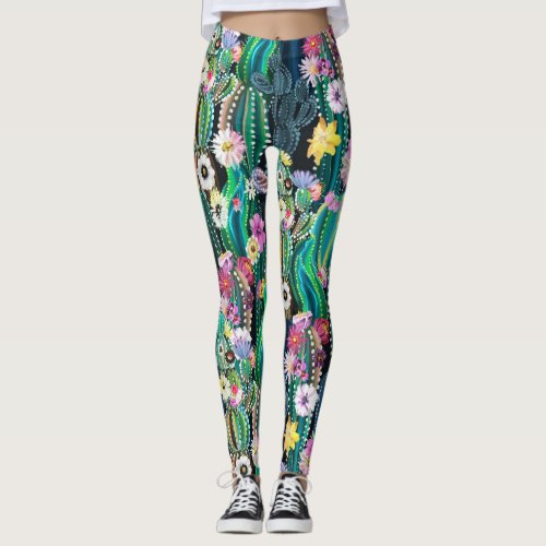 Cactus Leggings For Women Cactus Printed Leggings