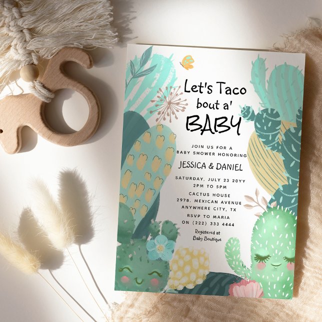 Cactus 'Let's Taco bout a Baby' Couple Baby Shower Invitation (Creator Uploaded)