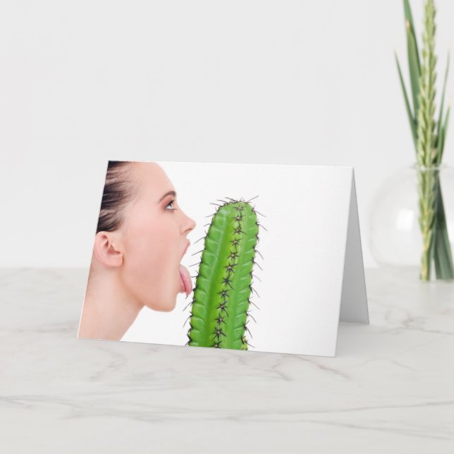 Cactus Licking Birthday Card (Front)
