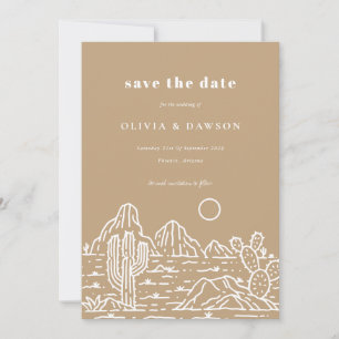Cactus Line Art Desert Photo Save the Date Invita Invitation
