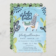 Cactus & Llama Baby Boy Shower Fiesta Invitation