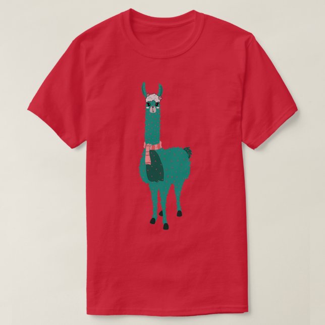 Cactus Llama Cute Llama With Flower amp Cactus Pla T-Shirt (Design Front)