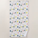Cactus &amp; Llamas Pattern Beach Towel