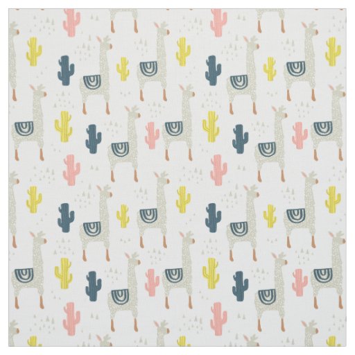 Cactus & Llamas Pattern Fabric