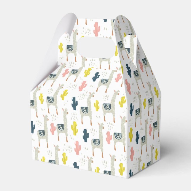 Cactus & Llamas Pattern Favor Boxes (Front Side)