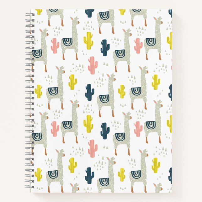Cactus & Llamas Pattern Notebook (Front)