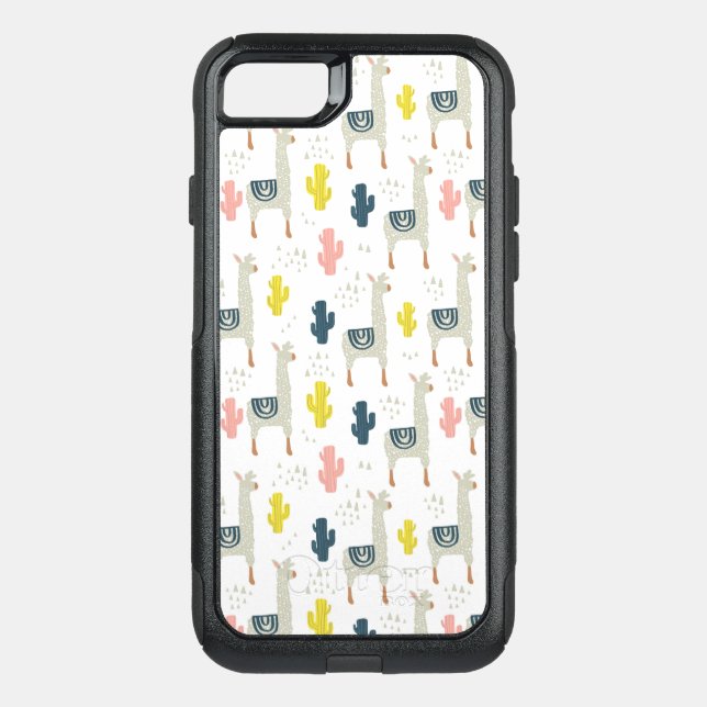 Cactus & Llamas Pattern Otterbox iPhone Case (Back)