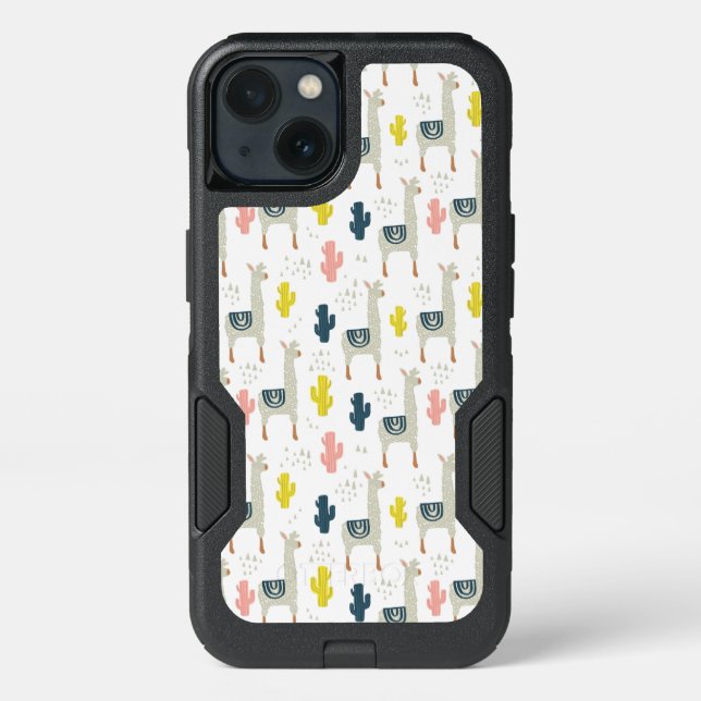 Cactus & Llamas Pattern Otterbox iPhone Case (Back)