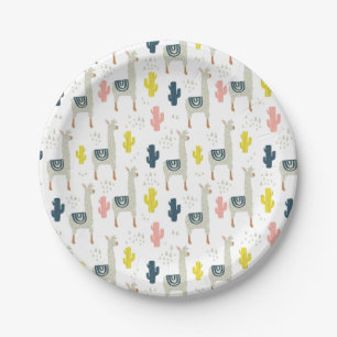 Cactus & Llamas Pattern Paper Plates
