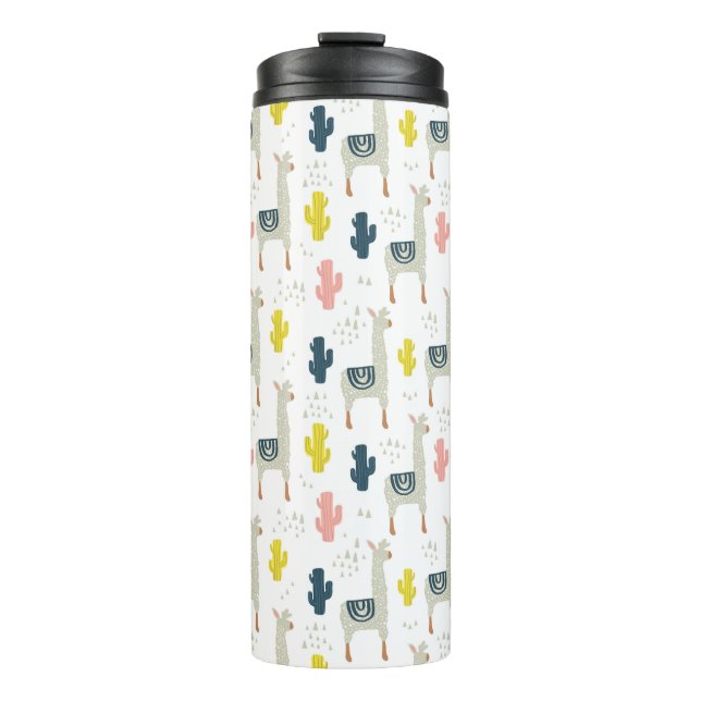 Cactus & Llamas Pattern Thermal Tumbler (Front)
